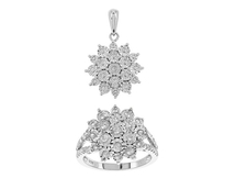 Bague + pend. celeste diamants